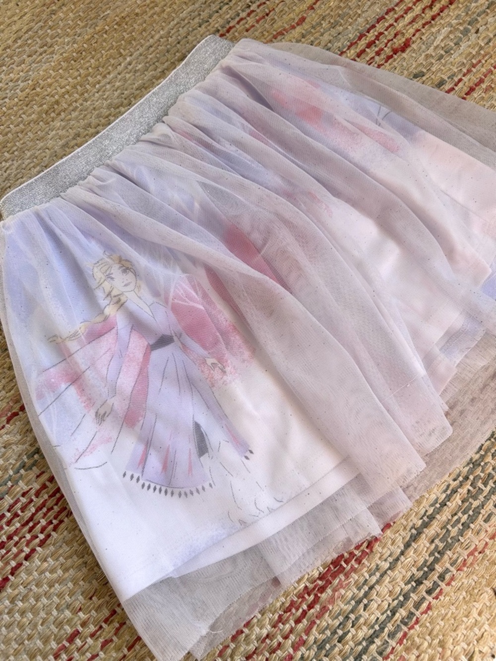 Disney Frozen Girls Skort with White Sparkle Tulle & Silver Waistband
